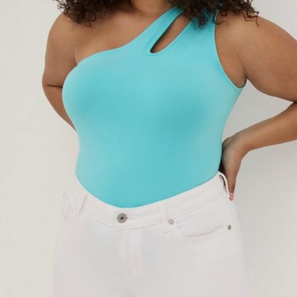 Torrid Plus Size 3 Foxy One Shoulder Cutout Top- Blue - Picture 5 of 8